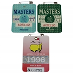 1989, 1990, & 1996 Masters Tournament SERIES Badges - Nick Faldos Three Masters Wins