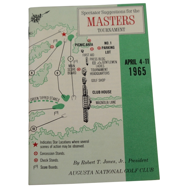 1965 Masters Tournament Spectator Guide - Jack Nicklaus Winner