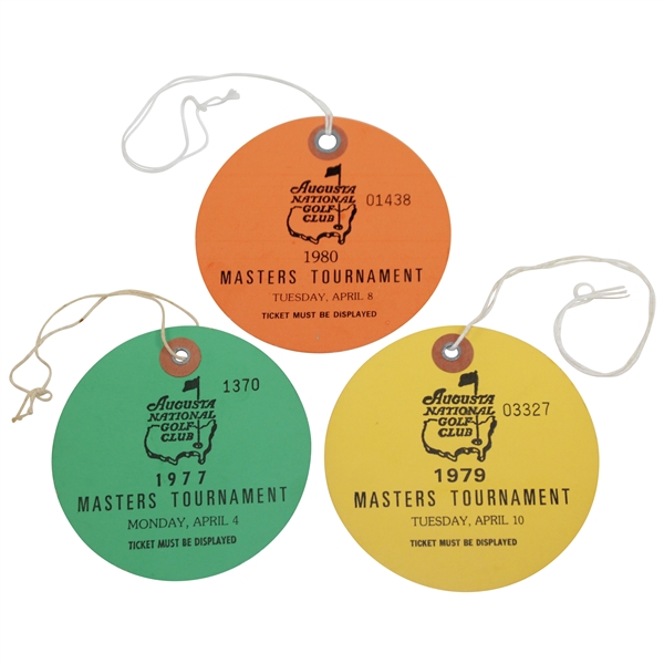 1977, 1979, & 1980 Masters Tournament Practice Round Tickets - Watson, Zoeller, & Ballesteros Winners