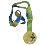 Justin Rose Winner Signed Replica 2016 Rio Olympics Gold Medal with Ribbon JSA #HH17245