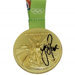 Justin Rose Winner Signed Replica 2016 Rio Olympics Gold Medal with Ribbon JSA #HH17245