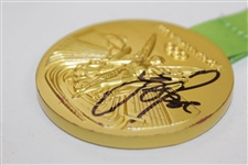 Justin Rose Winner Signed Replica 2016 Rio Olympics Gold Medal with Ribbon JSA #HH17245
