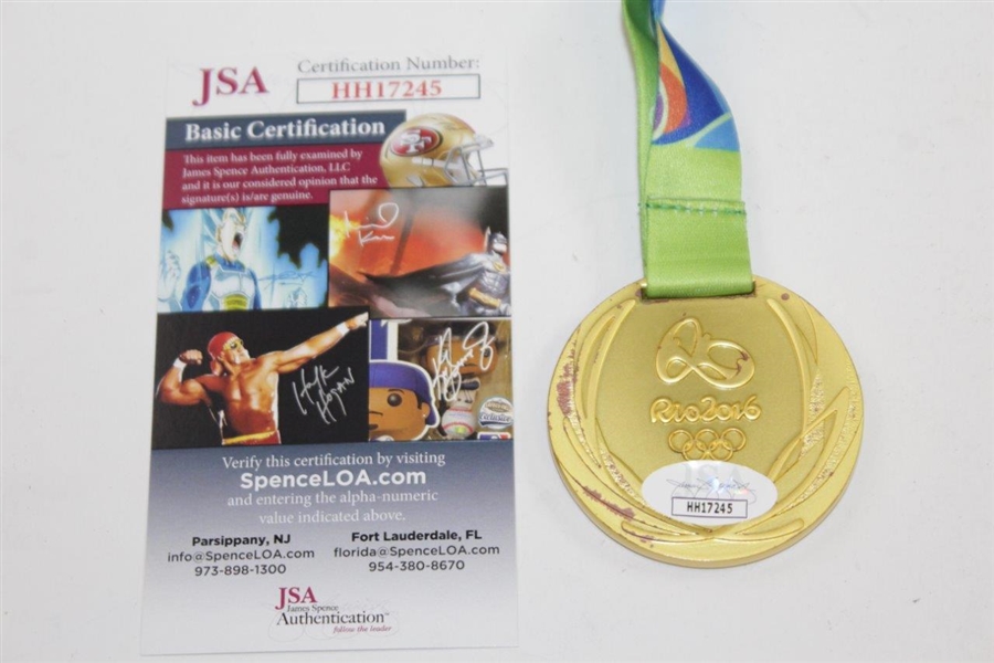 Justin Rose Winner Signed Replica 2016 Rio Olympics Gold Medal with Ribbon JSA #HH17245