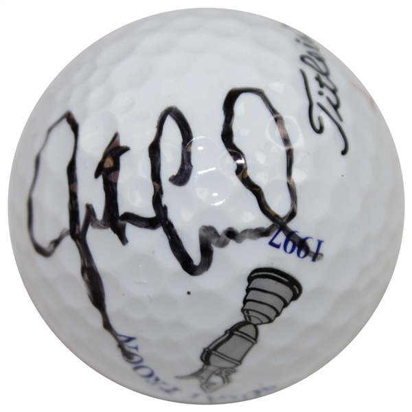 Justin Leonard Signed 1997 OPEN Championship at Royal Troon Logo Golf Ball JSA ALOA