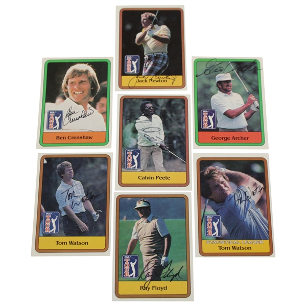 Tom Watson(x2), Floyd, Crenshaw, Peete, Archer, & Newton Signed 1981 Donruss Golf Cards JSA ALOA