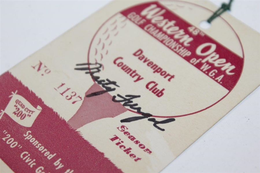 Champion Marty Furgol Signed 1951 Western Open at Davenport Ticket #1137 JSA ALOA