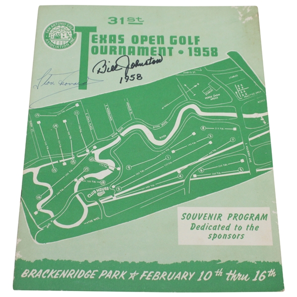 Champion Bill Johnston Signed 1958 Texas Open Golf Tournament Program JSA ALOA