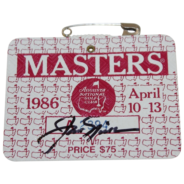 Jack Nicklaus Signed 1986 Masters Tournament SERIES Badge #A2394 JSA ALOA