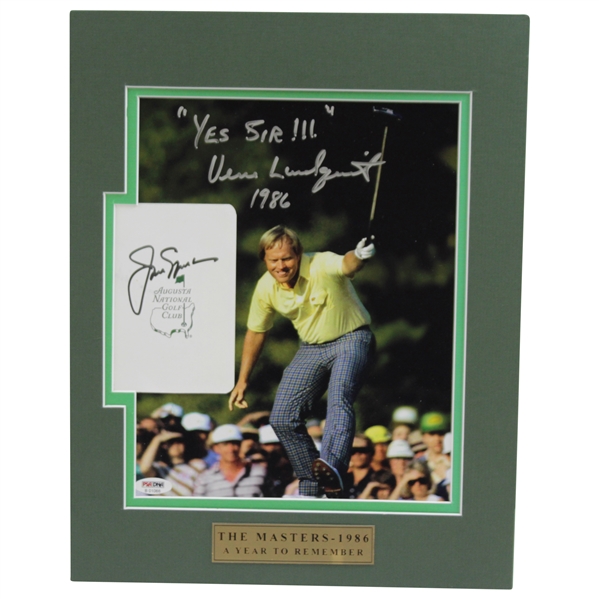 Jack Nicklaus Signed Masters Scorecard with Matted Verne Lundquist Signed Photo JSA ALOA