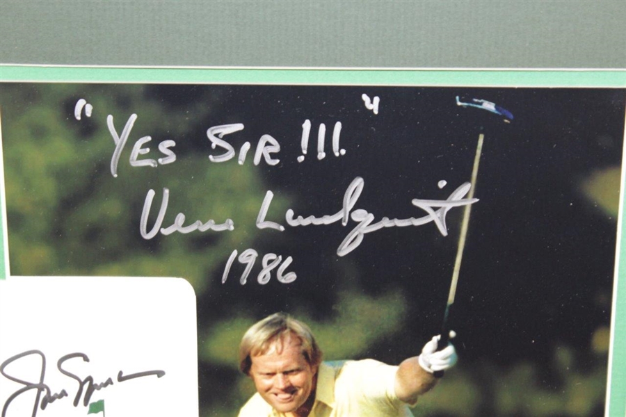 Jack Nicklaus Signed Masters Scorecard with Matted Verne Lundquist Signed Photo JSA ALOA