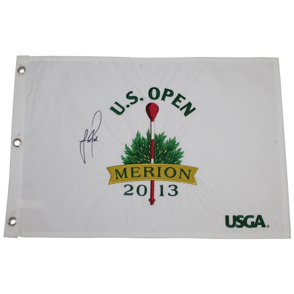 Justin Rose Signed 2013 US Open at Merion Embroidered Flag JSA ALOA
