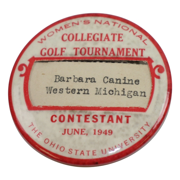 1949 Women's Collegiate Golf Tournament at The Ohio State University Contestant Badge - Barbara Canine