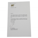 Jack Nicklaus Signed 12/14/2001 Letter of Thanks to Al Barkow on Letterhead JSA ALOA