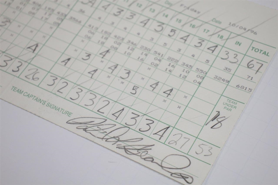1996 Las Vegas Inv. Signed Official Scorecard by Rocco Mediate - Tiger's First Tour Win JSA ALOA