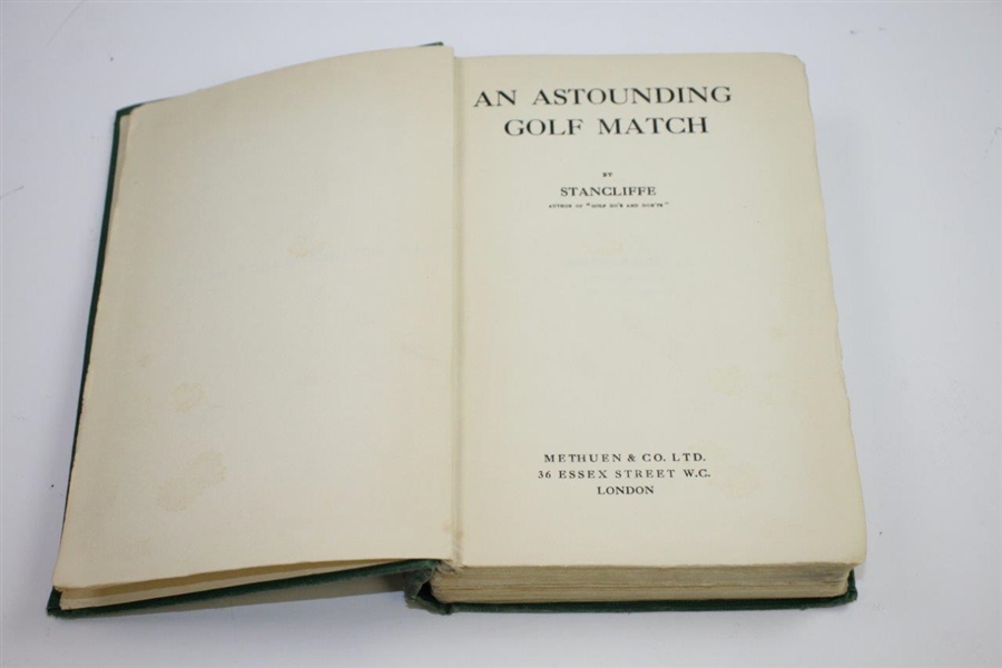 1910 'An Astounding Golf Match' Book by Stancliffe (Stanley Clifford) 1st Edition
