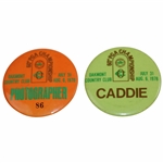 Two 1978 PGA Championship at Oakmont CC Photographer #86 & Caddie Badges