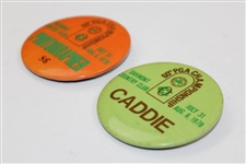 Two 1978 PGA Championship at Oakmont CC Photographer #86 & Caddie Badges