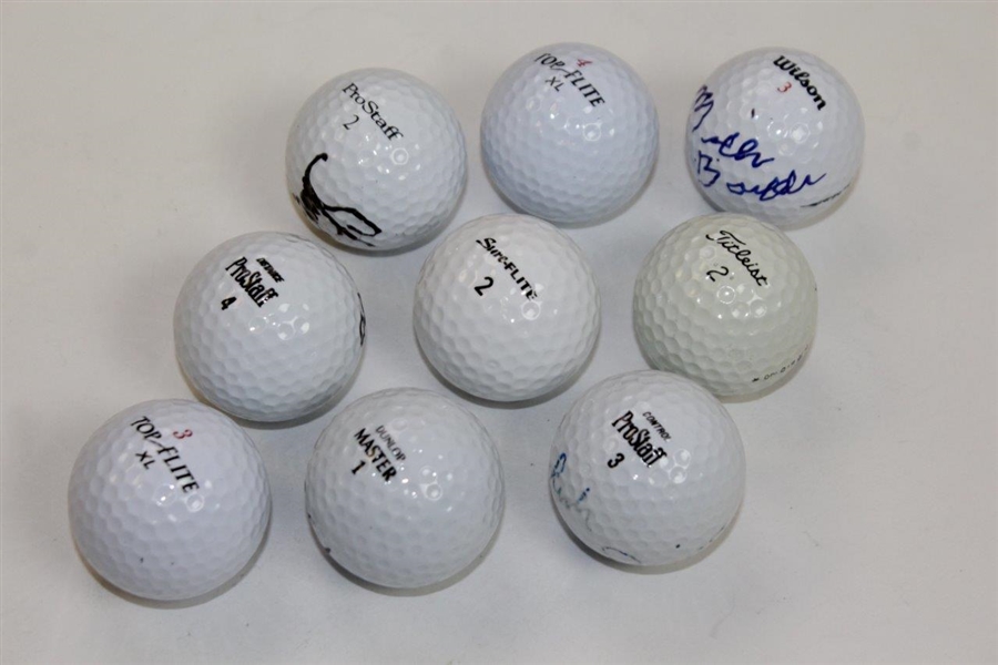Group of Nine Signed Golf Balls Including Beman, Geiberger, Barber, & others JSA ALOA