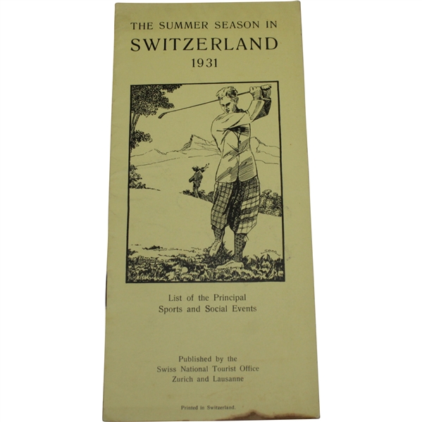1931 The Summer Season in Switzerland List of Principal Sports & Social Events Booklet