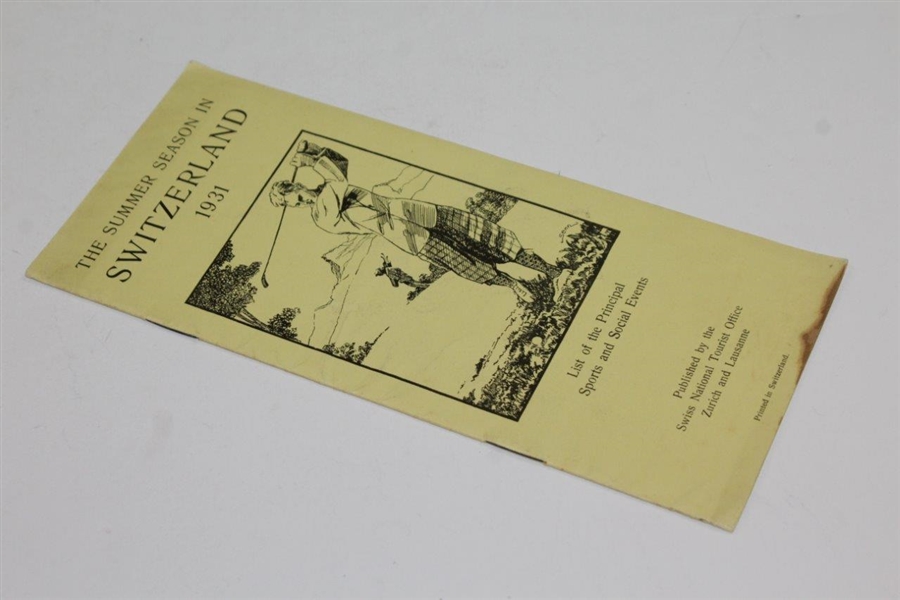 1931 The Summer Season in Switzerland List of Principal Sports & Social Events Booklet