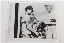 Three President Eisenhower Wire Photos - Scotland, Newport CC, & Augusta - 1952, '57, & '59