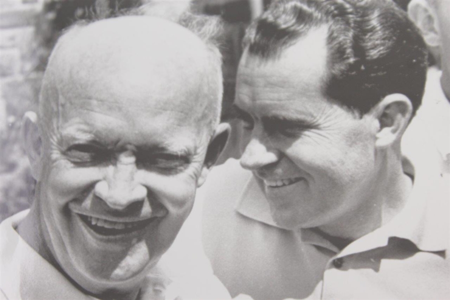 Former President Eisenhower with President Nixon at Burning Tree CC Wire Photo 8/30/1961