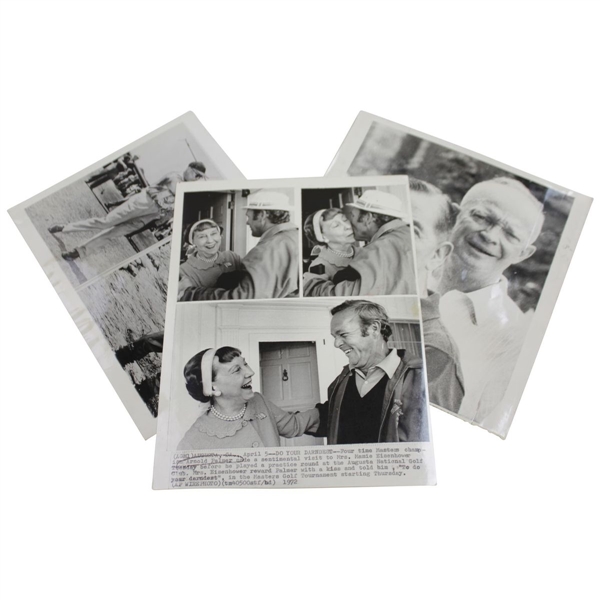 Two President Eisenhower Wire Photos with One Mamie with Arnie at Augusta Wire Photo