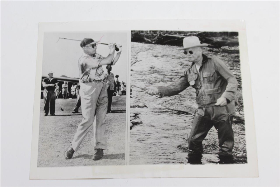 Two President Eisenhower Wire Photos with One Mamie with Arnie at Augusta Wire Photo