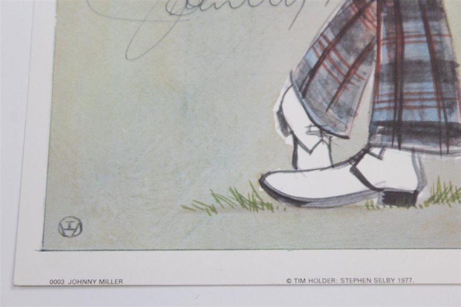 Johnny Miller Signed 1977 Tim Holder Caricature 8 1/2 x 14 Print JSA #HH62527