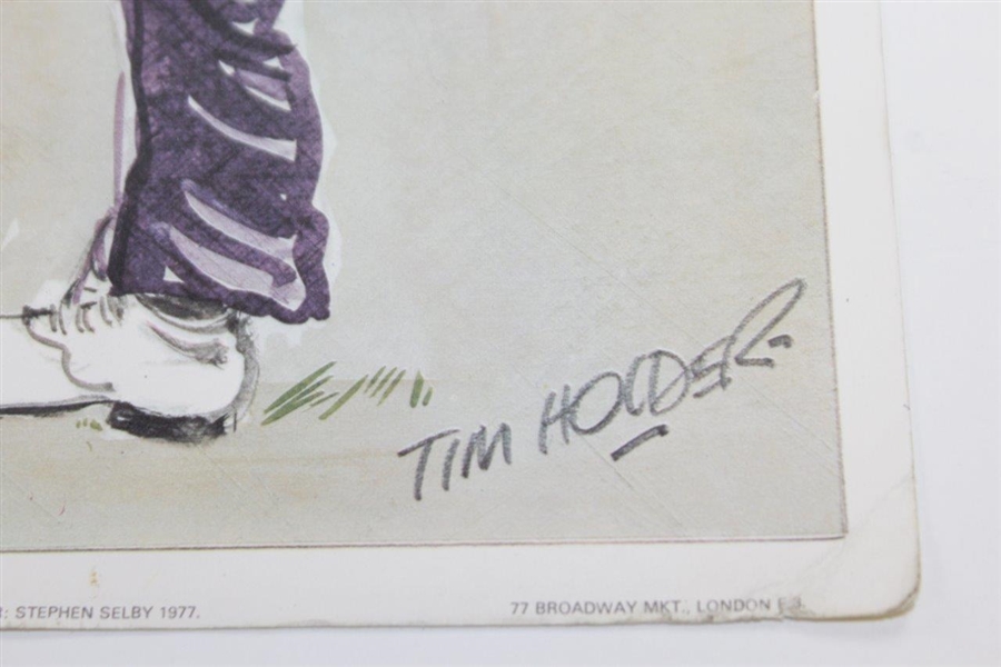 Tom Weiskopf Signed 1977 Tim Holder Caricature 8 1/2 x 14 Print JSA ALOA