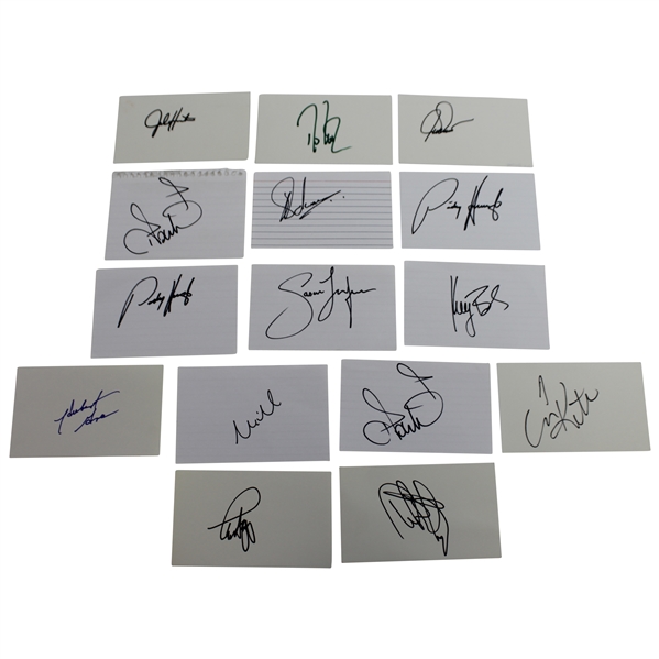 Fifteen (15) Signed 3x5 Cards - Mostly Major Champs JSA ALOA