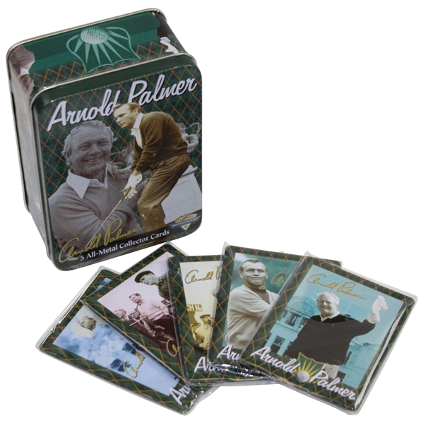 Five (5) Arnold Palmer All-Metal Collector Cards in Original Metallic Impressions Tin