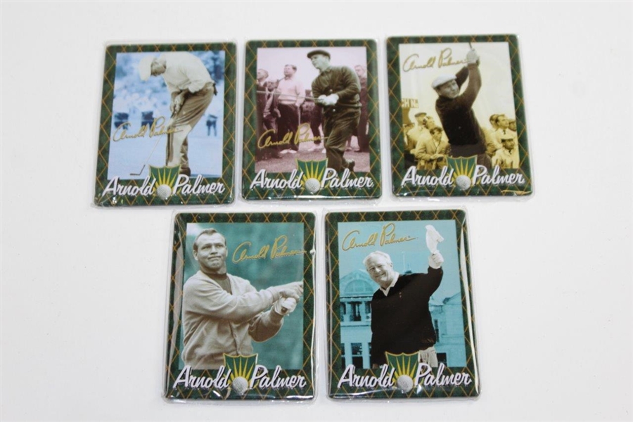 Five (5) Arnold Palmer All-Metal Collector Cards in Original Metallic Impressions Tin