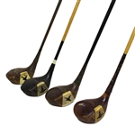 Four Vintage Crow Fancy Face Kro-Flite Drivers - (2)Spalding Bros., Ed Dudley Special 