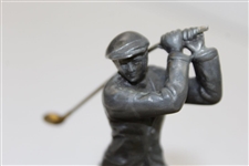 Vintage Silver Crest Real Bronze Post-Swing Golfer with Gold Clubhead Pen Holder Display