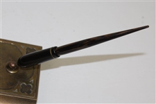 Vintage Silver Crest Real Bronze Post-Swing Golfer with Gold Clubhead Pen Holder Display