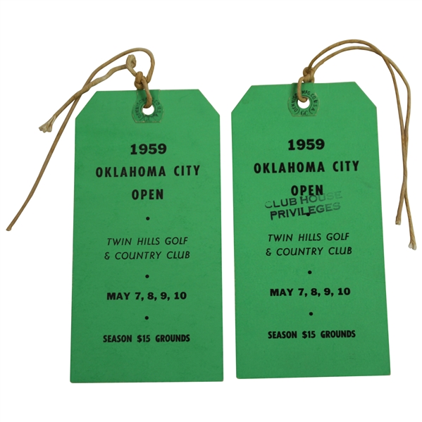 Two 1959 Oklahoma City Open Series Tickets with Strings - Arnold Palmer Win