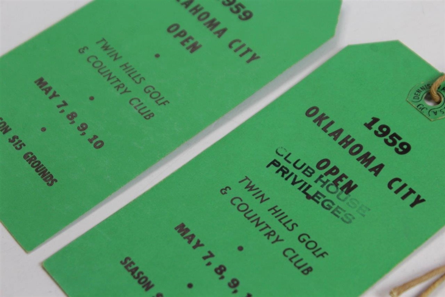 Two 1959 Oklahoma City Open Series Tickets with Strings - Arnold Palmer Win