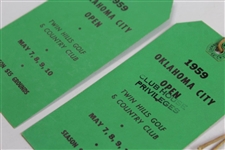 Two 1959 Oklahoma City Open Series Tickets with Strings - Arnold Palmer Win
