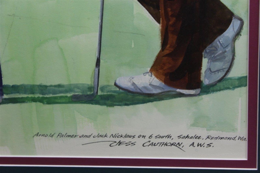 Original Arnold Palmer & Jack Nicklaus at Sahalee Painting by Jess Cauthorn - Framed