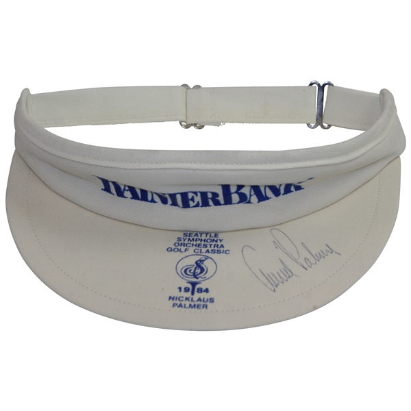 Arnold Palmer Signed 1984 Nicklaus-Palmer Seattle Symphony Orchestra Classic Visor JSA ALOA