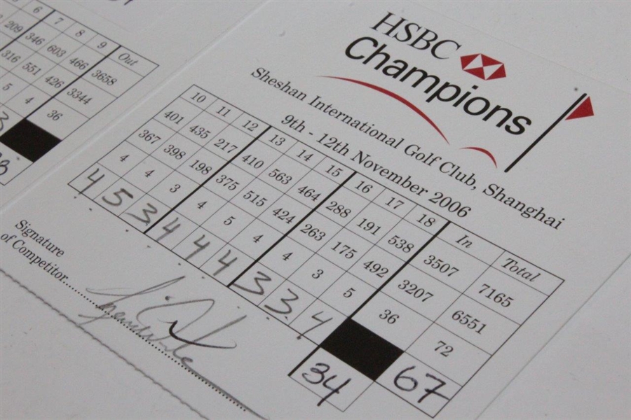 Tiger Woods Actual Match Used & Signed Final Rd 2006 HSC Champions Scorecard JSA ALOA