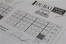 Tiger Woods Actual Match Used & Signed 3rd Rd 2007 Dubai Desert Classic Scorecard JSA ALOA
