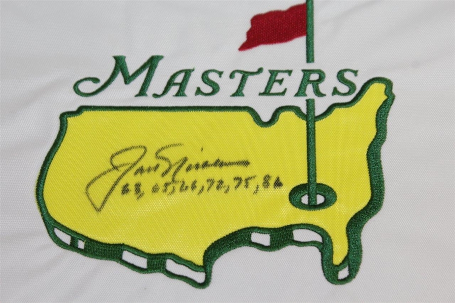 Jack Nicklaus Signed Masters Undated Embroidered Garden Flag with Years Won JSA ALOA