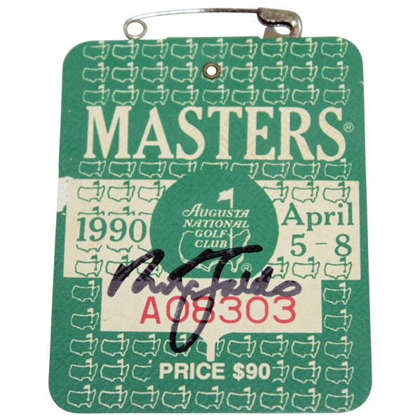 Nick Faldo Signed 1990 Masters Tournament SERIES Badge #A08303 JSA ALOA