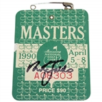 Nick Faldo Signed 1990 Masters Tournament SERIES Badge #A08303 JSA ALOA