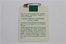 Nick Faldo Signed 1990 Masters Tournament SERIES Badge #A08303 JSA ALOA