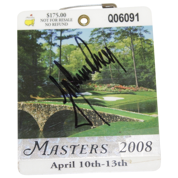 Trevor Immelman Signed 2008 Masters Tournament SERIES Badge #Q06091 JSA ALOA