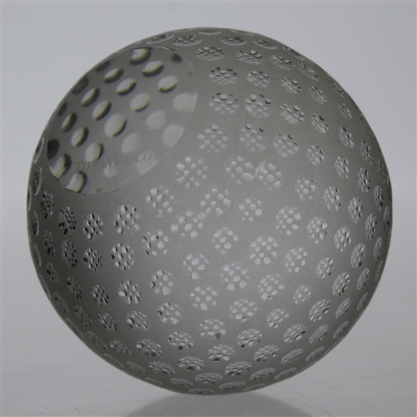 Tiffany & Co Luxury Leaded Crystal Art Glass Golf Ball Paperweight with Bag