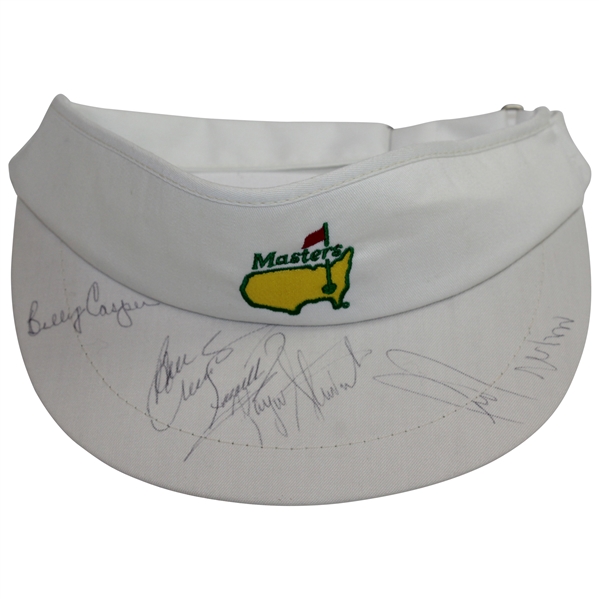 Payne Stewart, Casper, Crenshaw, Zoeller, & Trevino Signed Masters Undated White Visor JSA ALAO